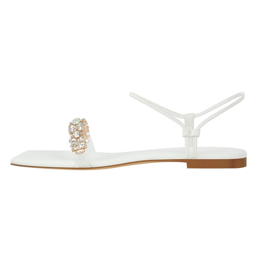 White Diamante Flat Crossdressing Sandals
