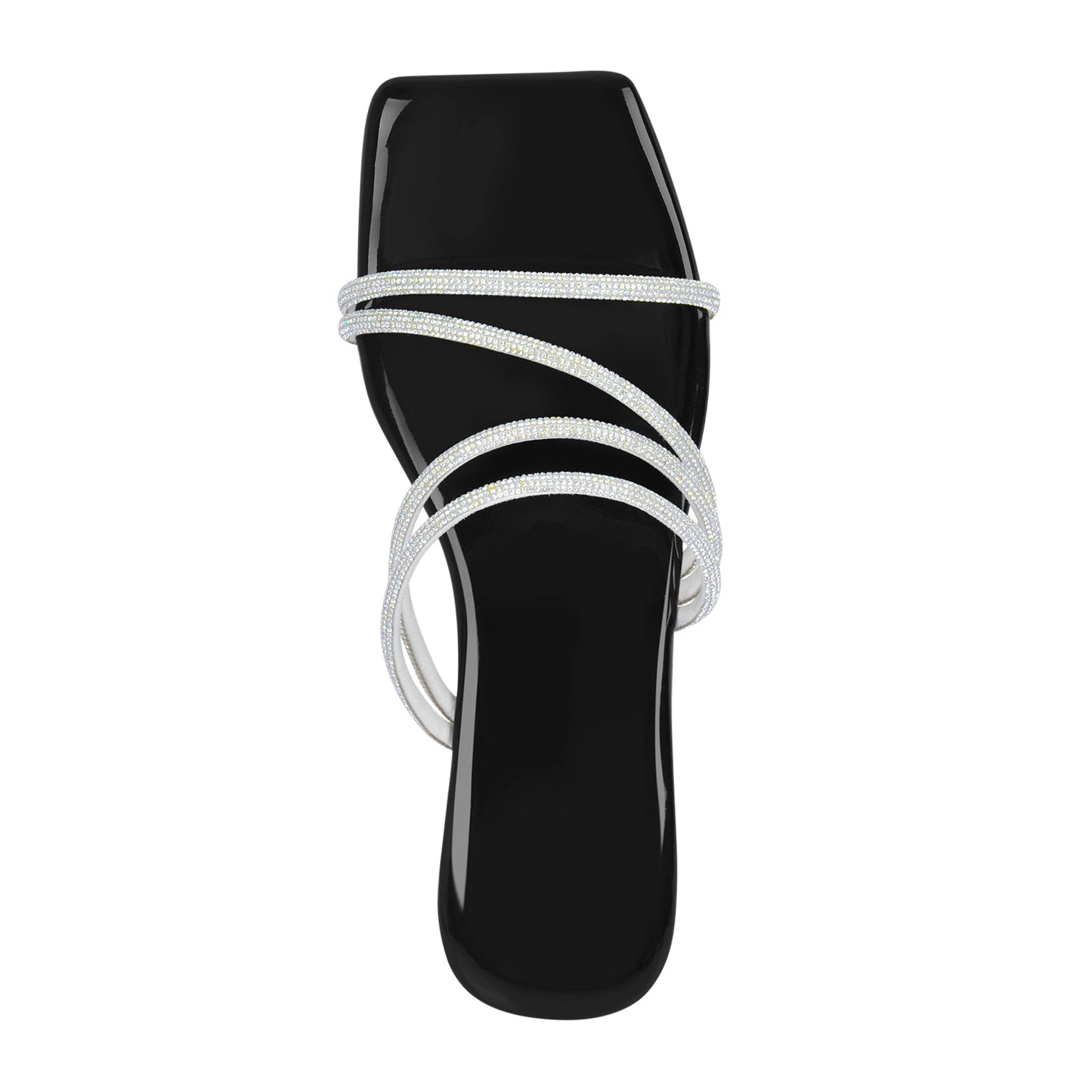 Square Toe Rhinestone Strappy Flat Crossdressing Sandals