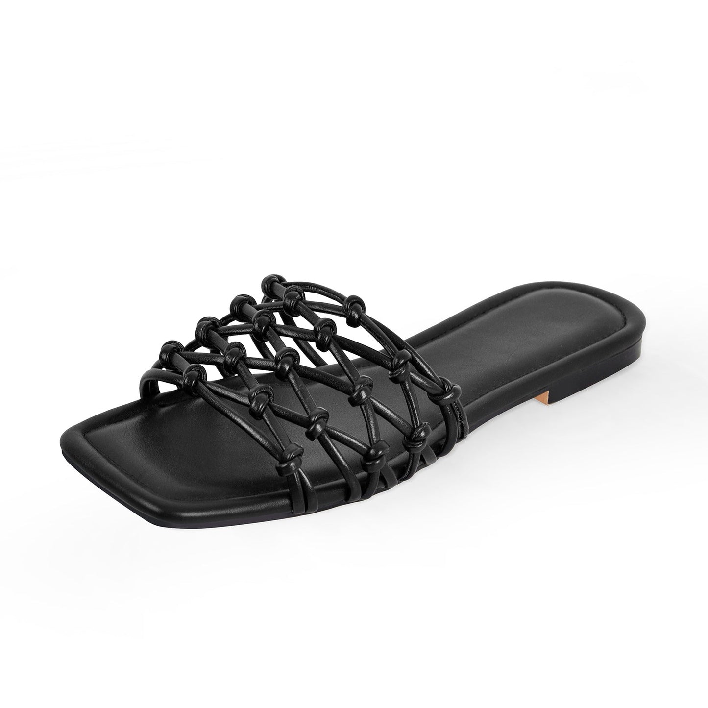 Flats Square Toe Woven Strap Crossdressing Sandals