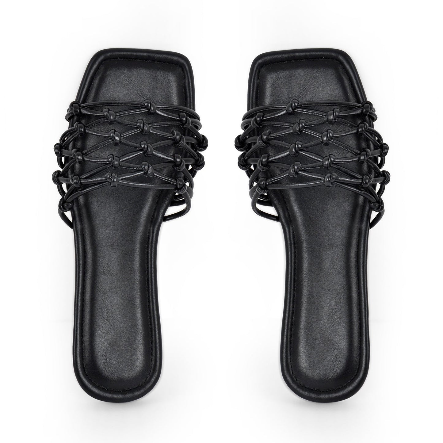 Flats Square Toe Woven Strap Crossdressing Sandals