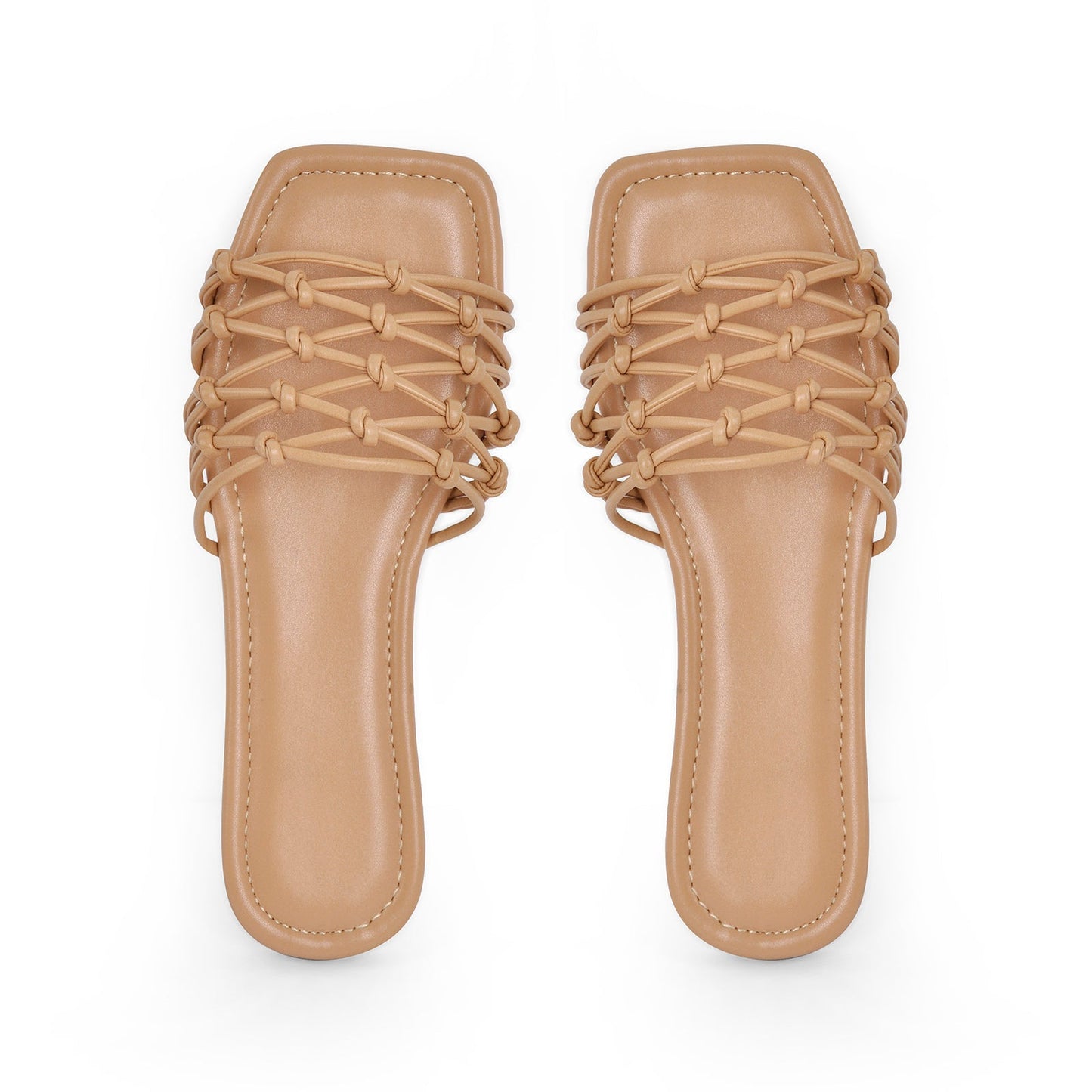 Flats Square Toe Woven Strap Crossdressing Sandals