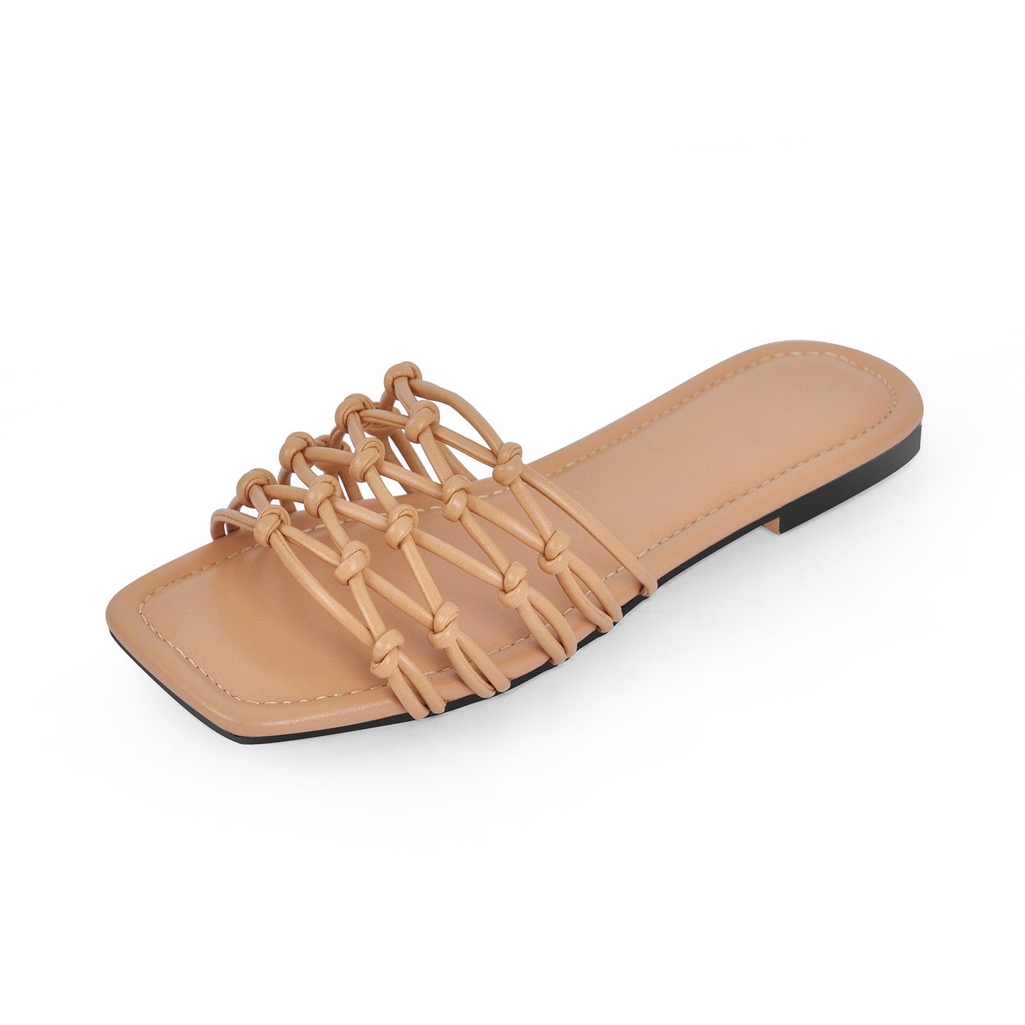Flats Square Toe Woven Strap Crossdressing Sandals