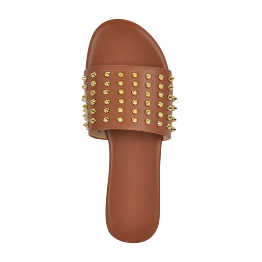 Open Toe Rivet Studded Flat Crossdressing Sandals
