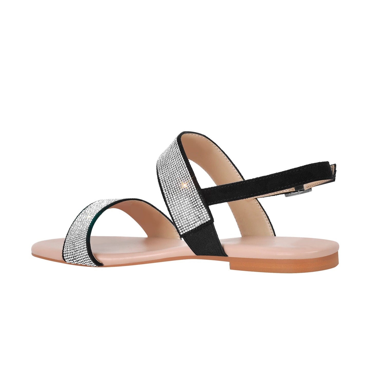 Rhinestone Straps Flat Crossdressing Sandals