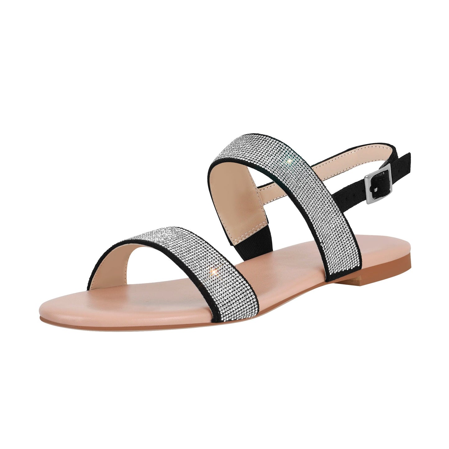 Rhinestone Straps Flat Crossdressing Sandals