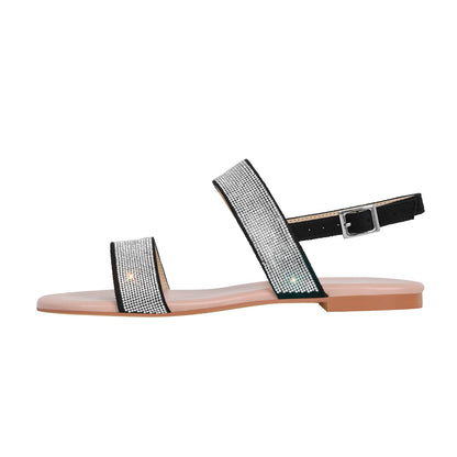 Rhinestone Straps Flat Crossdressing Sandals