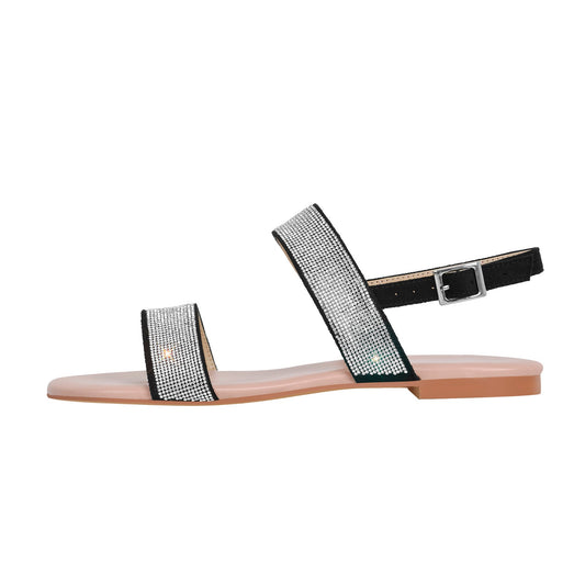 Rhinestone Straps Flat Crossdressing Sandals