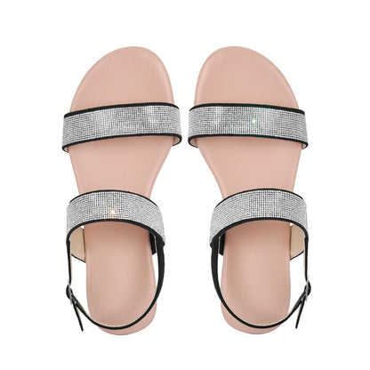 Rhinestone Straps Flat Crossdressing Sandals