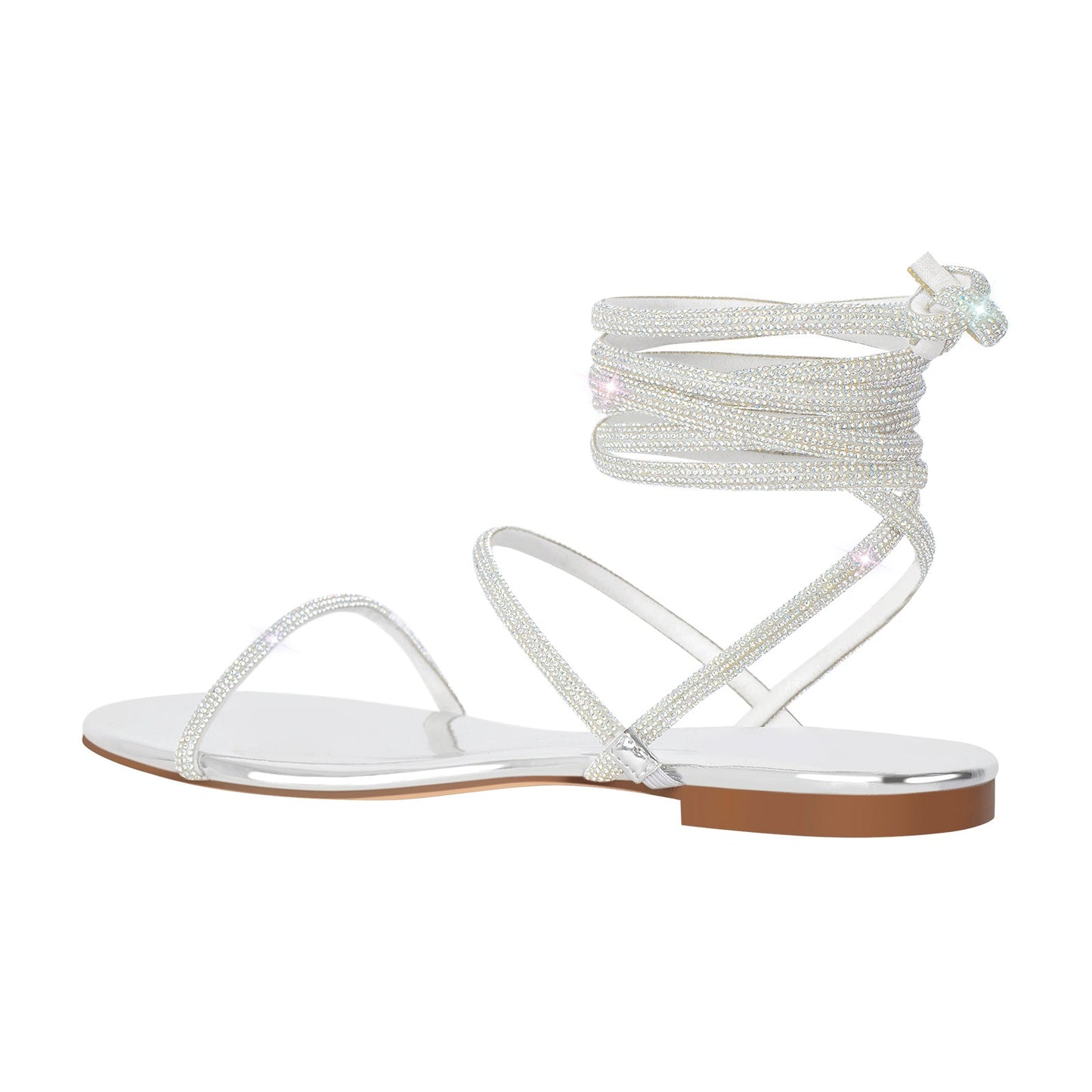 Diamante Lace up Flat Crossdressing Sandals