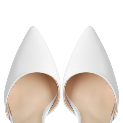 White Pointed Toe Platform Chunky Crossdressing Pumps