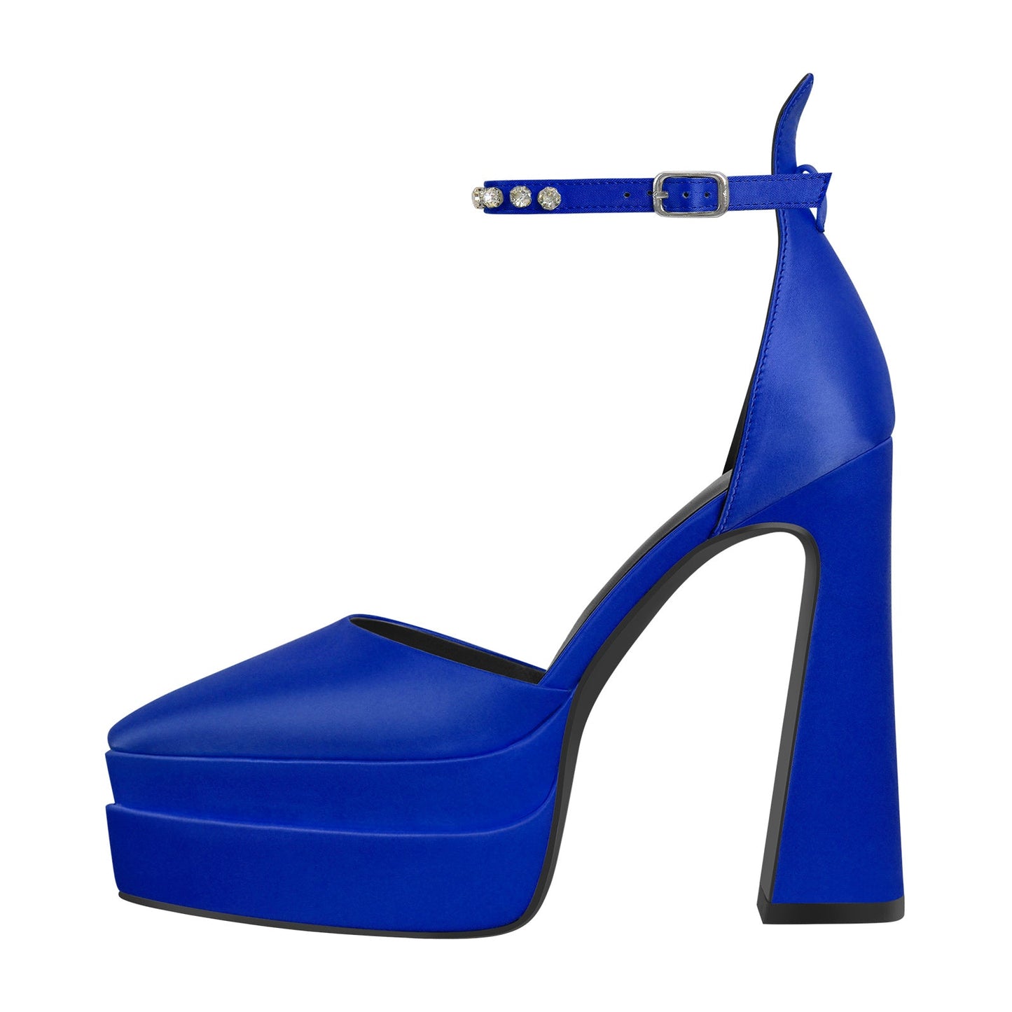 Double Platform Pointed Toe Chunky Heel Crossdressing Pumps