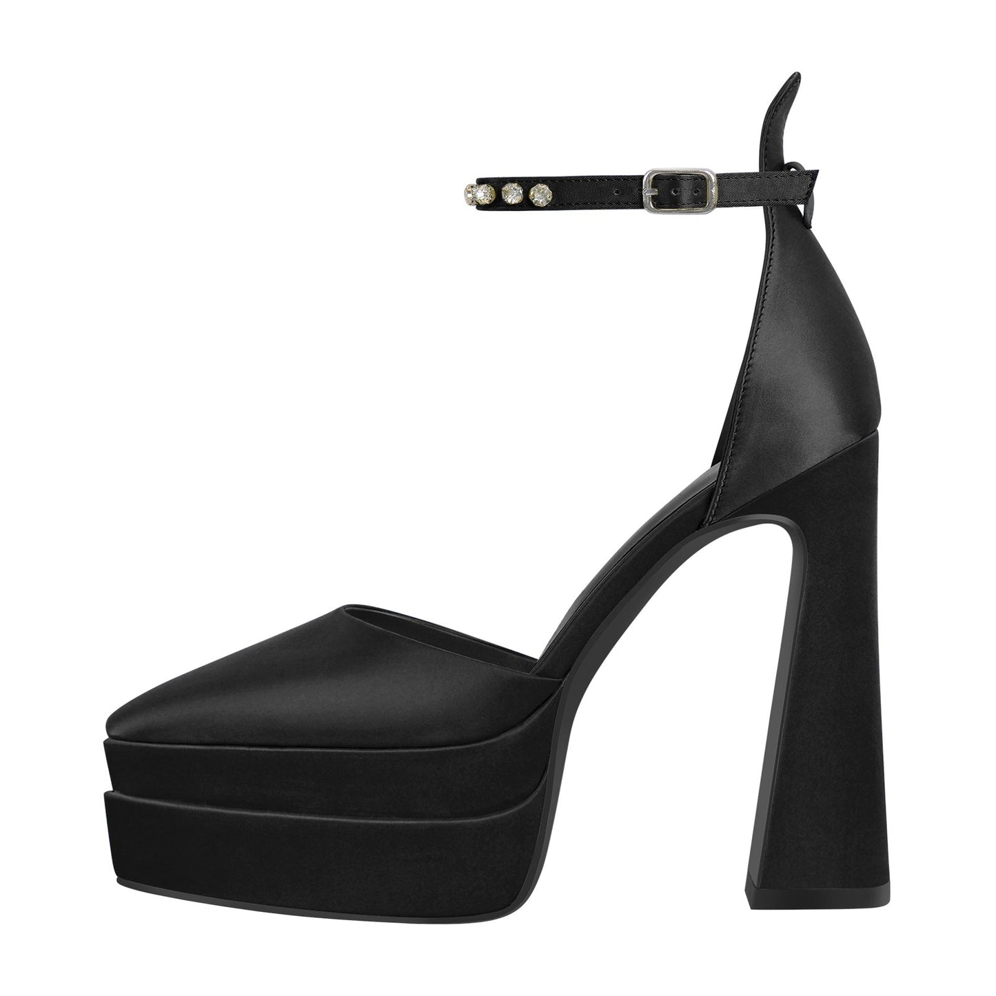 Double Platform Pointed Toe Chunky Heel Crossdressing Pumps