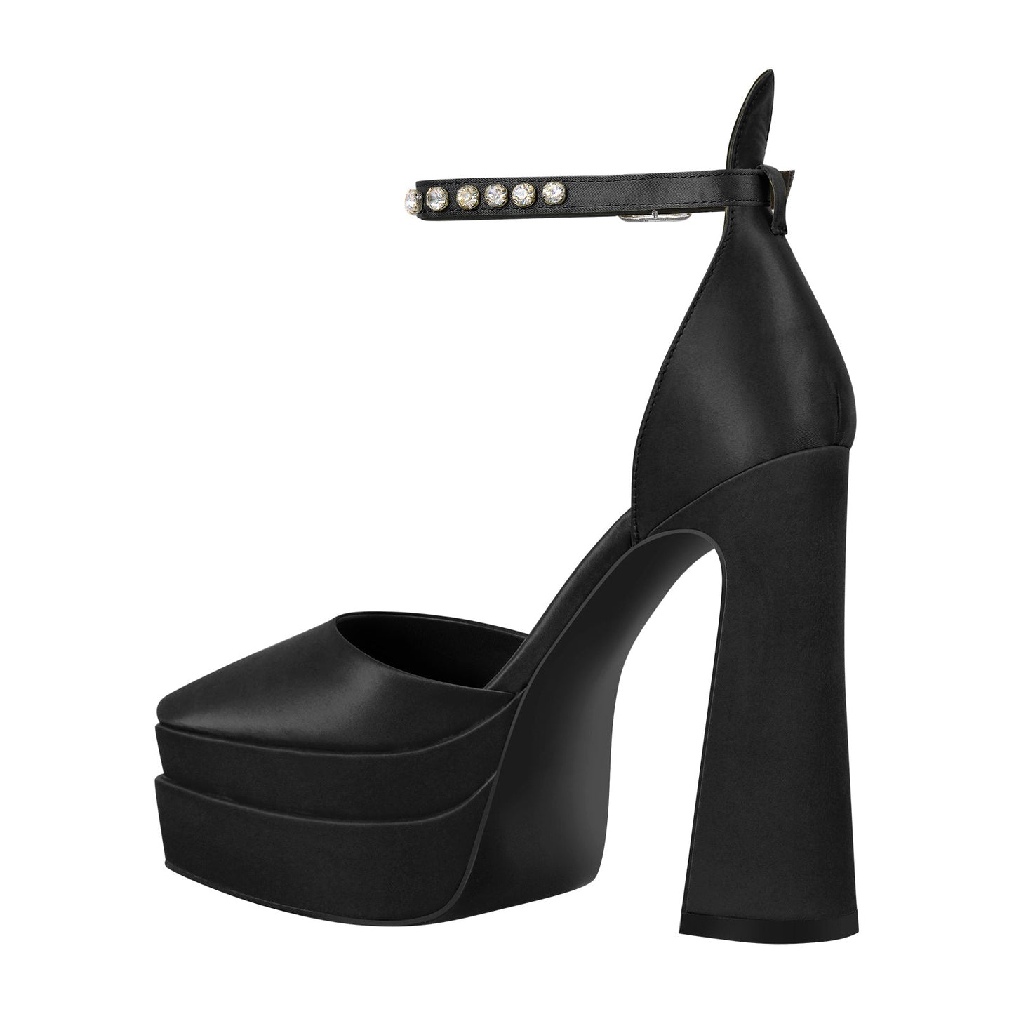 Double Platform Pointed Toe Chunky Heel Crossdressing Pumps