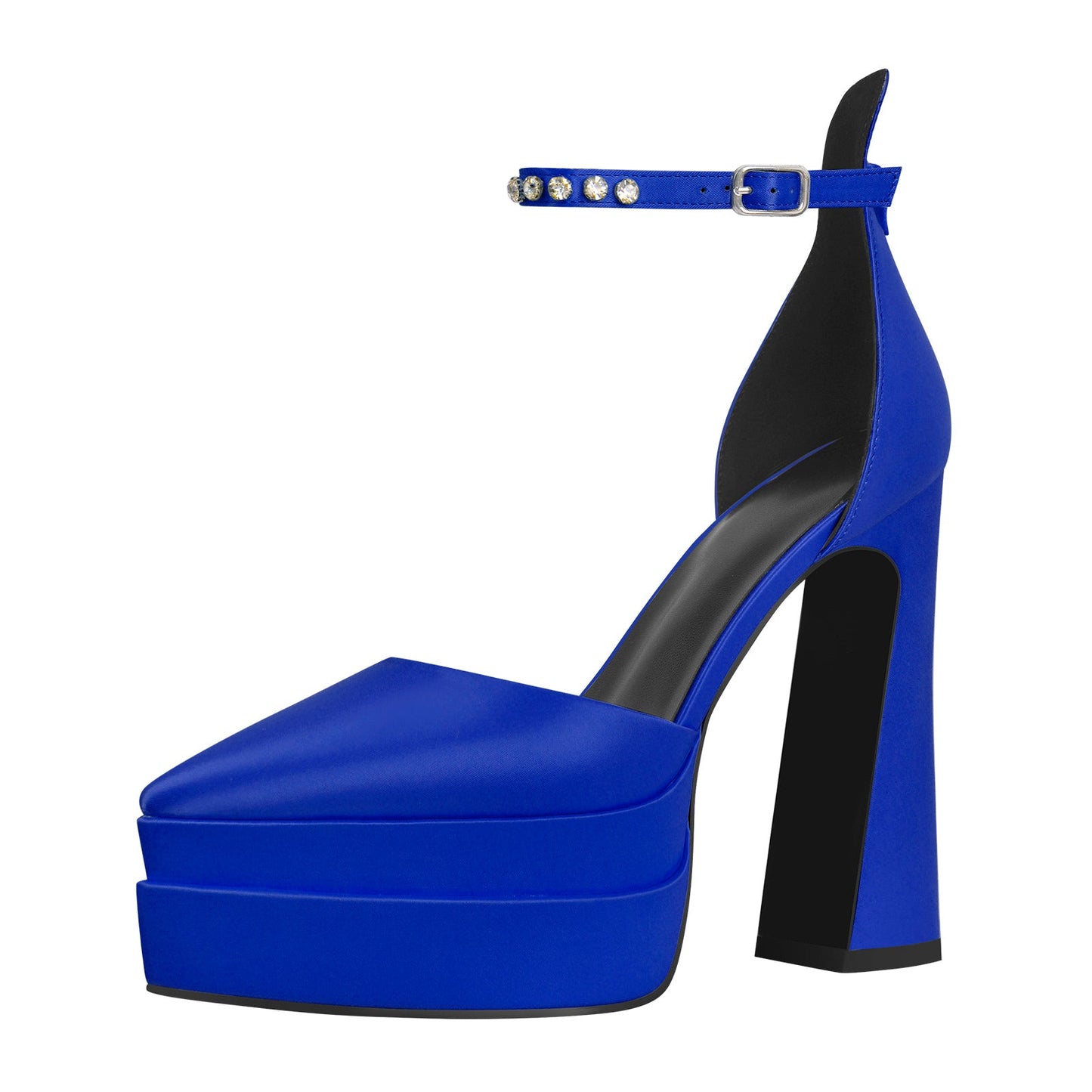 Double Platform Pointed Toe Chunky Heel Crossdressing Pumps