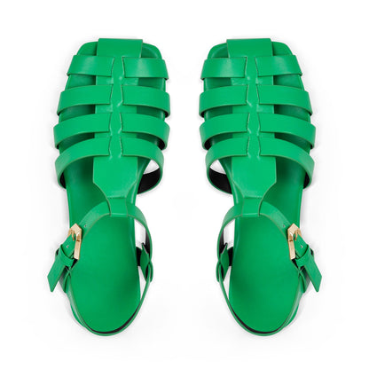 Multiple Colour Square Toe Gladiator Flat Crossdressing Sandals