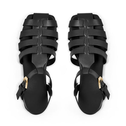 Multiple Colour Square Toe Gladiator Flat Crossdressing Sandals