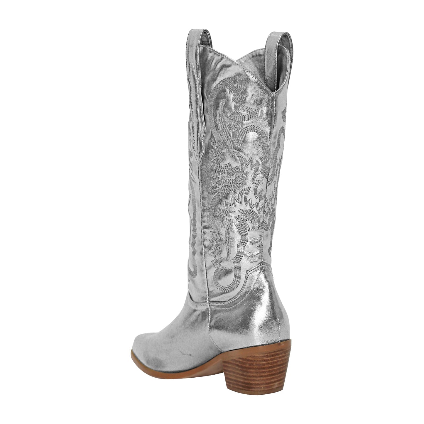 Pink Embroidered Mid-Calf Crossdressing Western Boots
