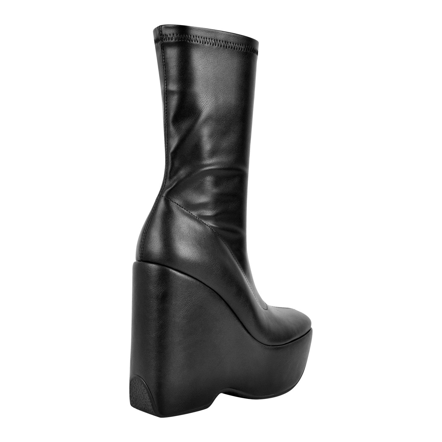 Black Platform Zip Up Mid-Calf Crossdressing Boots