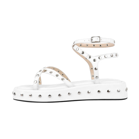 Strappy Studded Platform Flats Crossdressing Sandals
