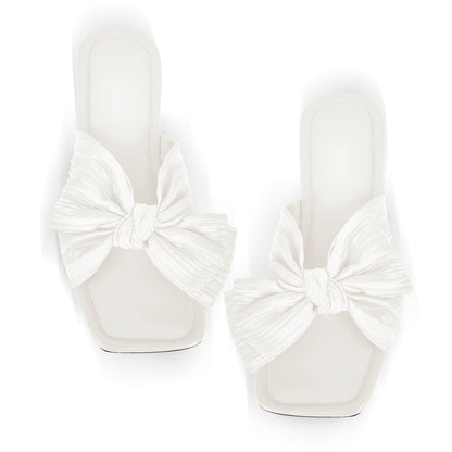 Flat Slip On Sliders Bow Sandals Crossdressing Flats