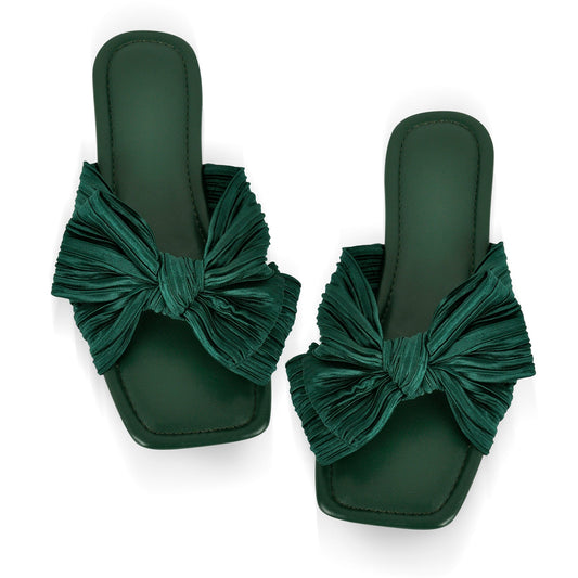 Flat Slip On Sliders Bow Sandals Crossdressing Flats