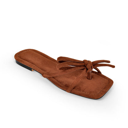 Brown Suede Flip Flops Thong Crossdressing Flats