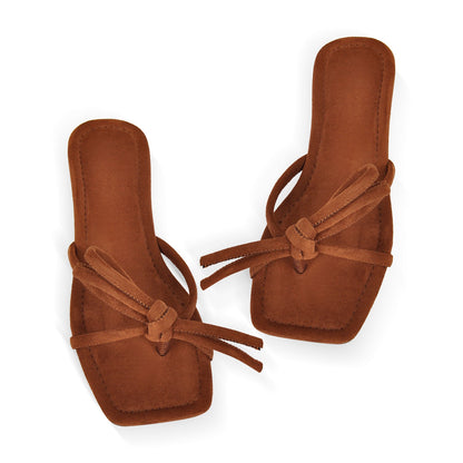 Brown Suede Flip Flops Thong Crossdressing Flats