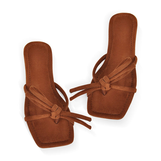 Brown Suede Flip Flops Thong Crossdressing Flats
