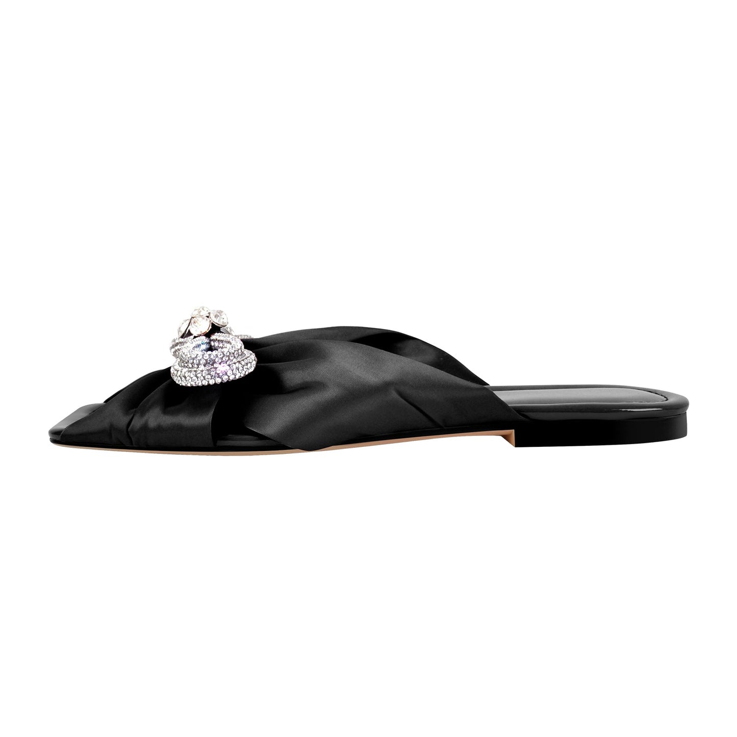 Flat Rhinestone Bow Sandals Crossdressing Slippers