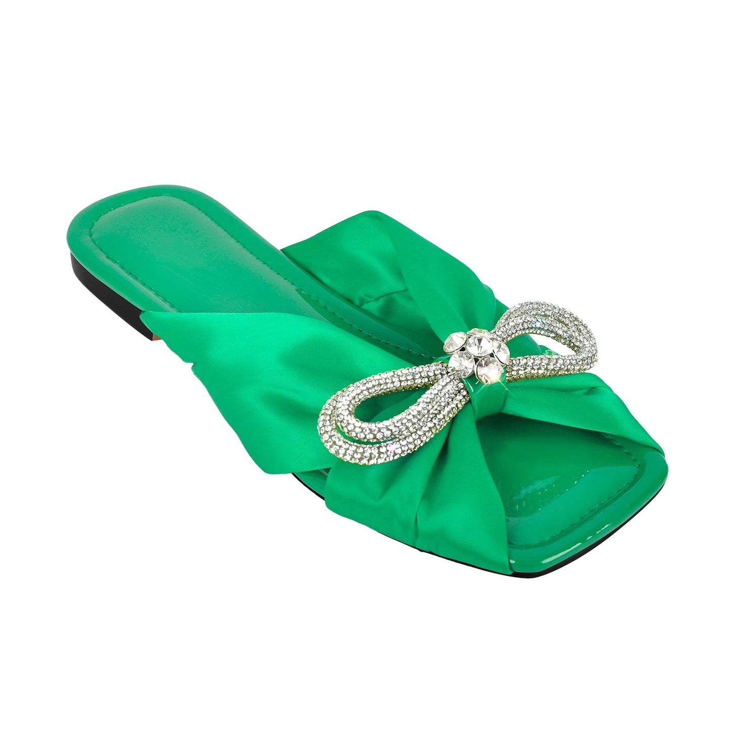 Flat Rhinestone Bow Sandals Crossdressing Slippers