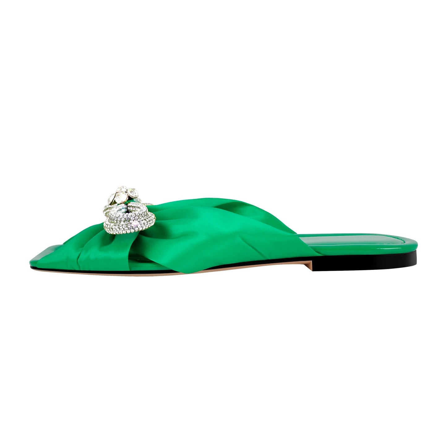 Flat Rhinestone Bow Sandals Crossdressing Slippers