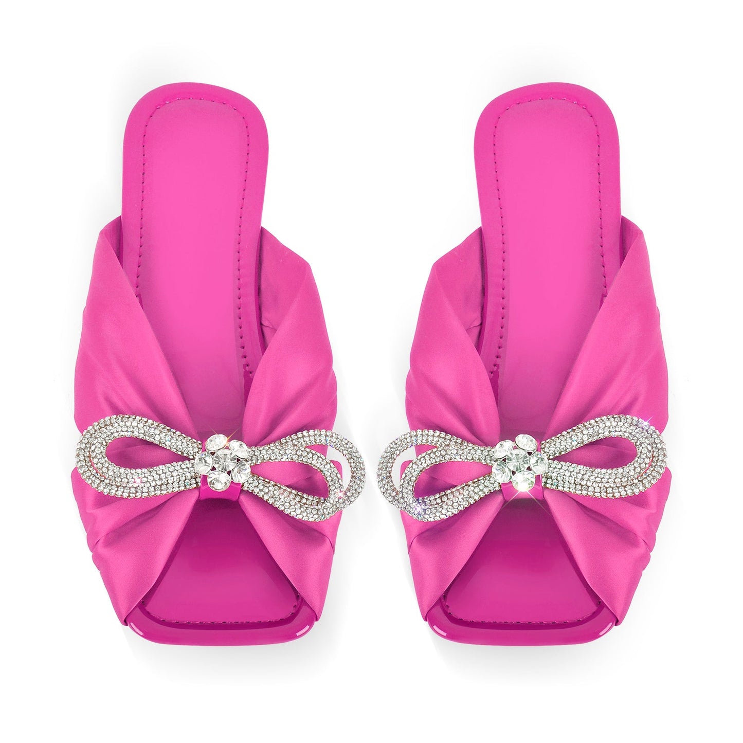 Flat Rhinestone Bow Sandals Crossdressing Slippers