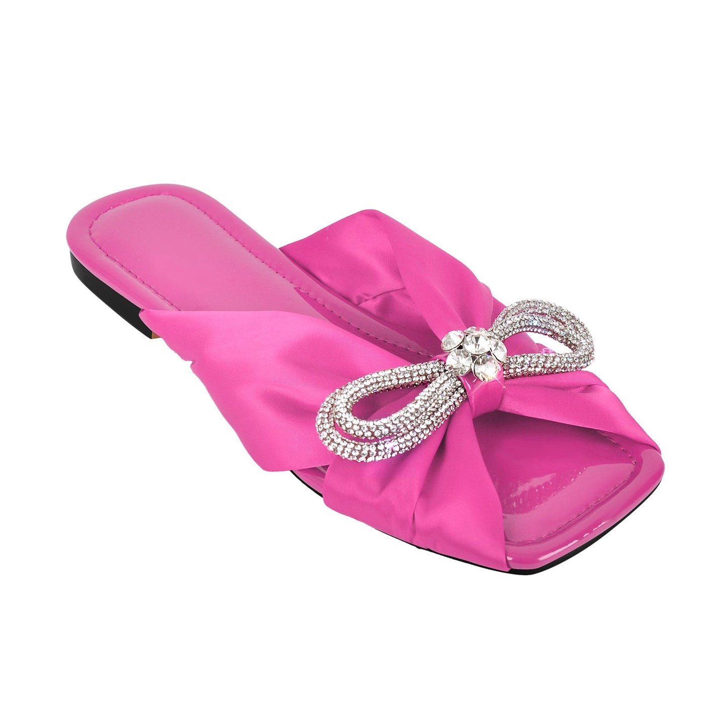 Flat Rhinestone Bow Sandals Crossdressing Slippers