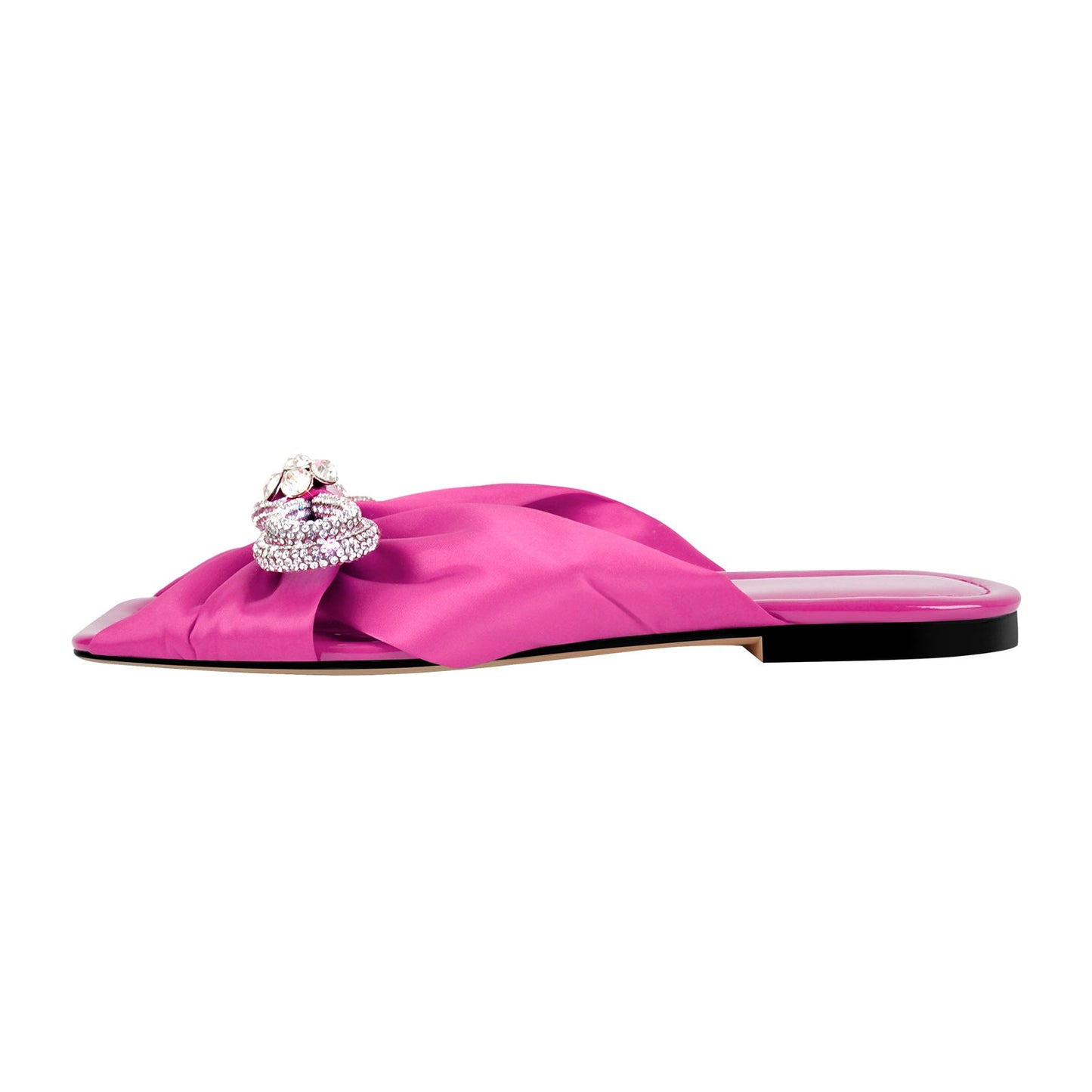 Flat Rhinestone Bow Sandals Crossdressing Slippers