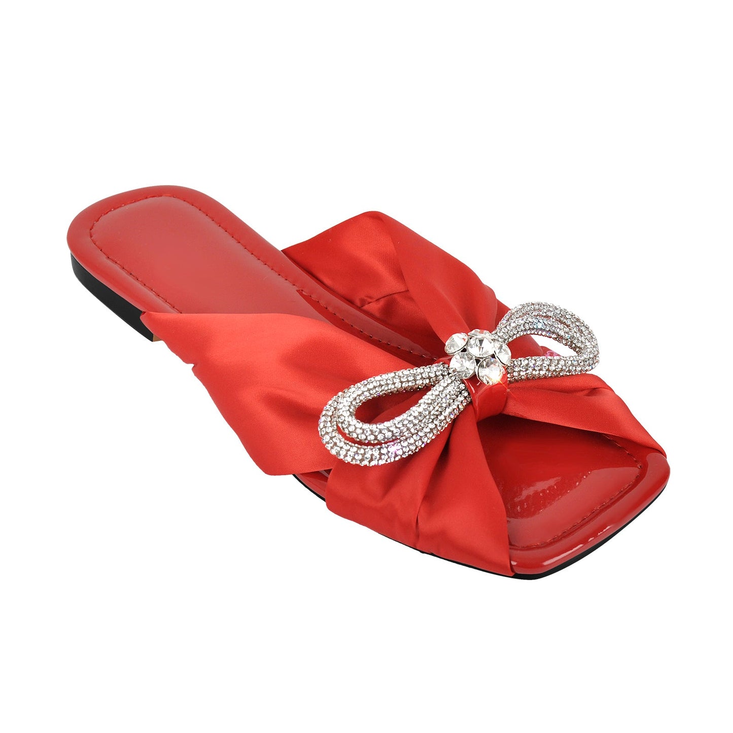 Flat Rhinestone Bow Sandals Crossdressing Slippers