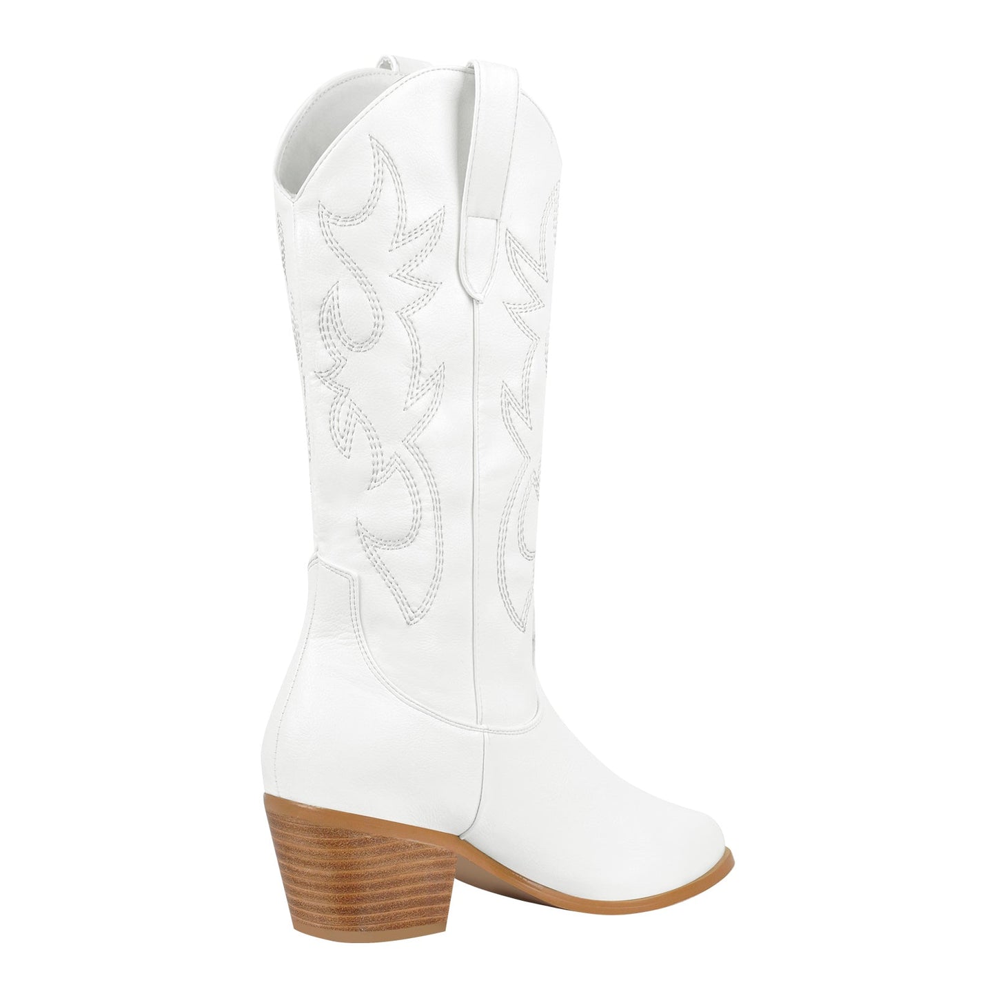 Mid-Calf Embroidered Pull On Western Crossdressing Boots