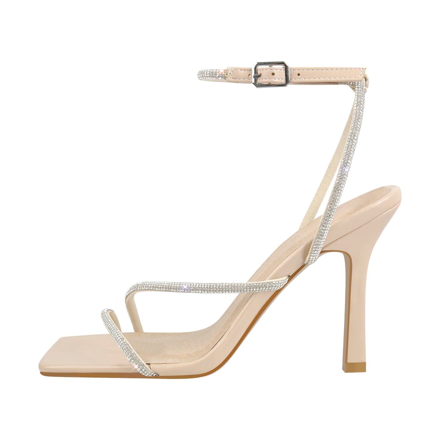 Ankle Rhinestone Strap High Heel Crossdressing Sandals