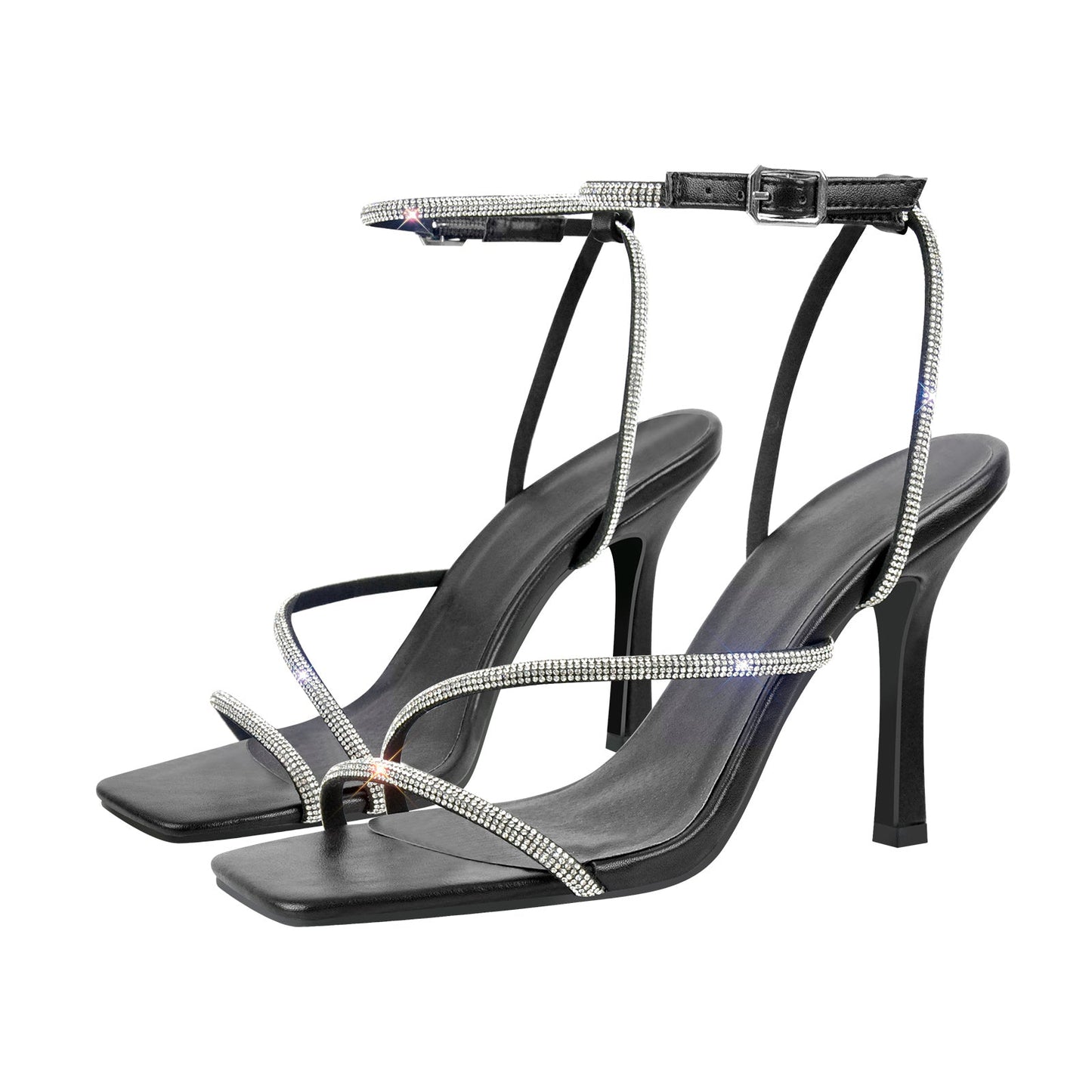Ankle Rhinestone Strap High Heel Crossdressing Sandals
