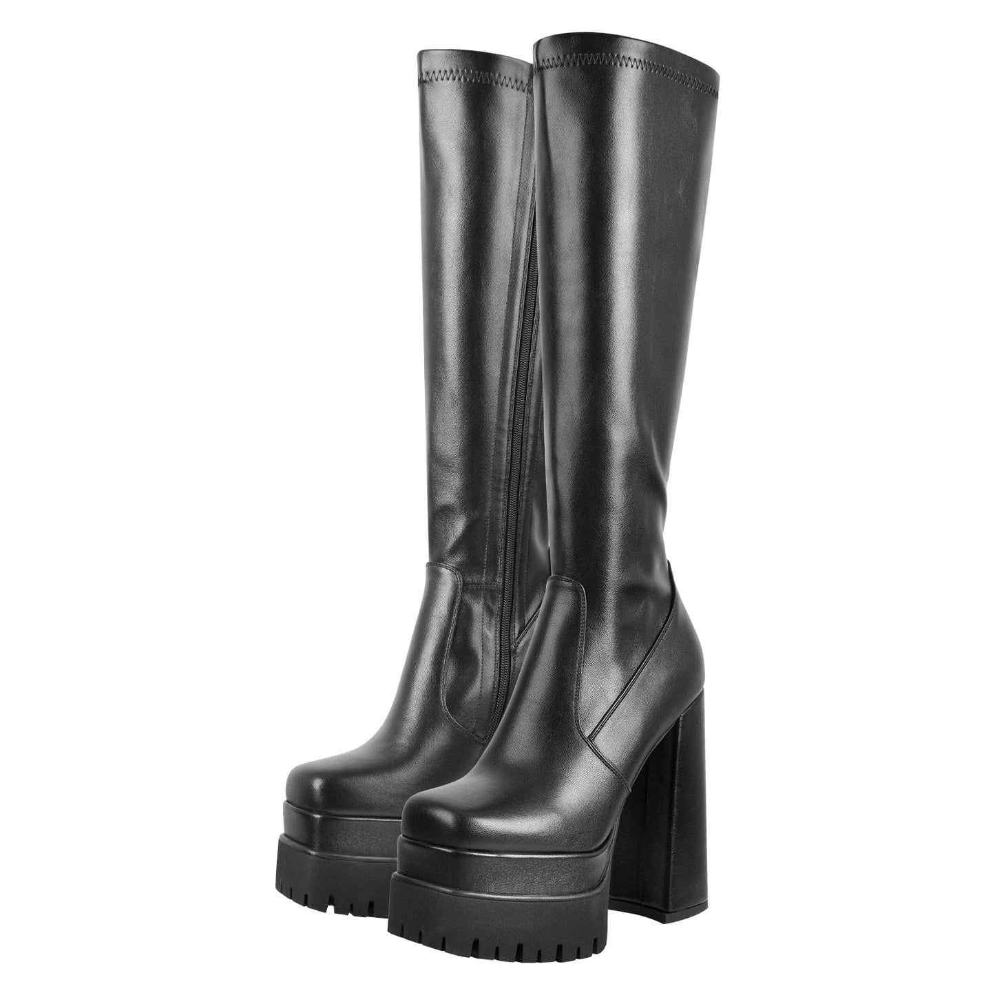 Double Platform Chunky Heel Knee High Crossdressing Boots