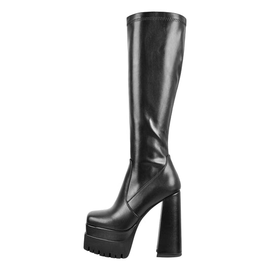 Double Platform Chunky Heel Knee High Crossdressing Boots