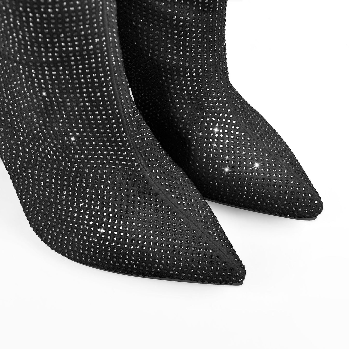 Pointed toe Chunky Heels Rhinestone Knee High Crossdressing Boots