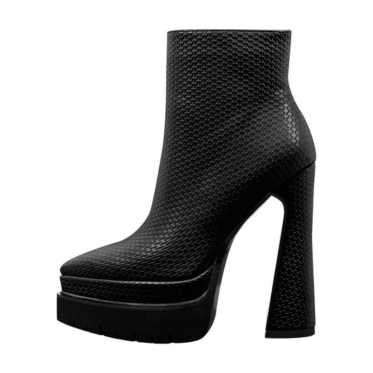 Double Platform Pointed Toe Zipper Crossdressing Ankle Boots