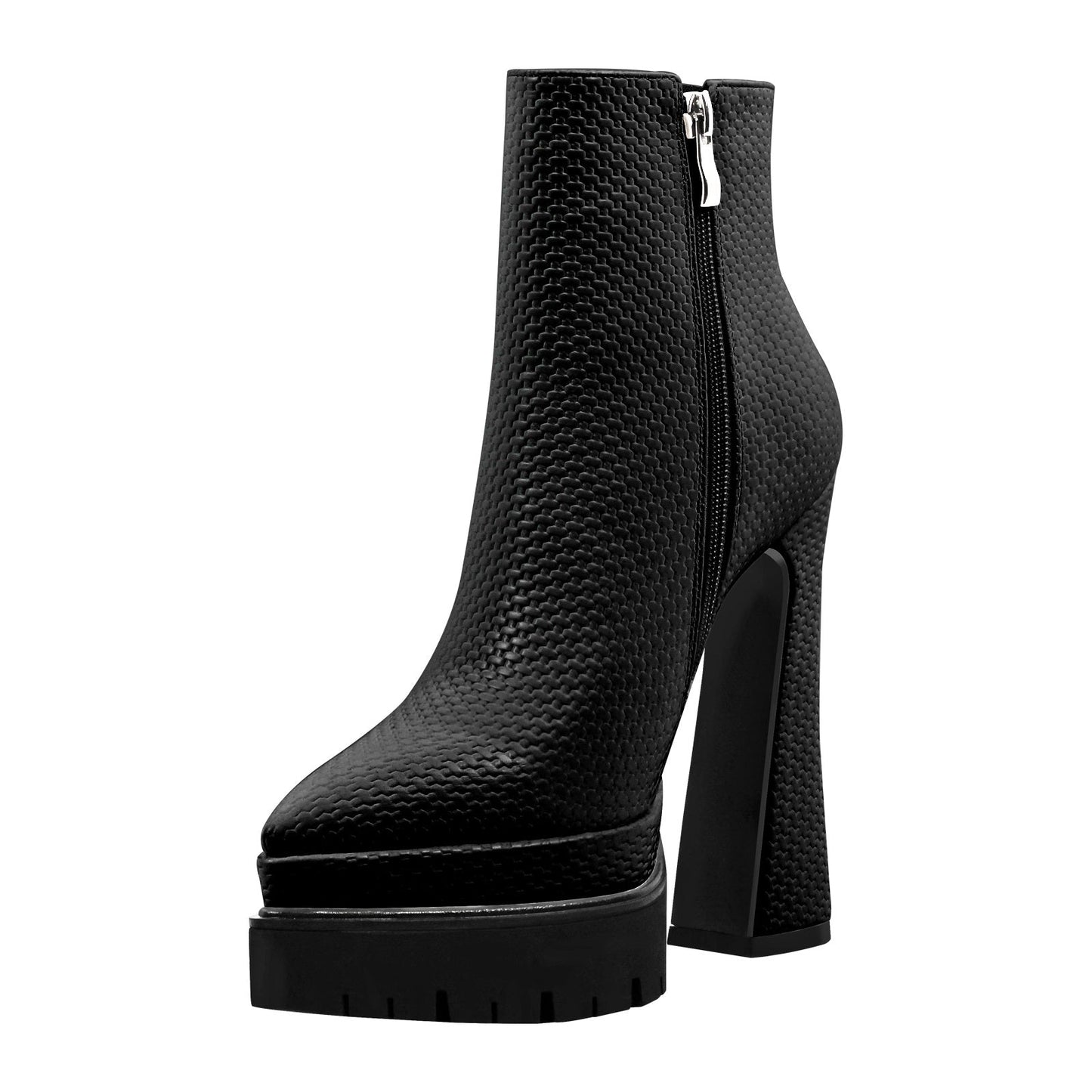Double Platform Pointed Toe Zipper Crossdressing Ankle Boots