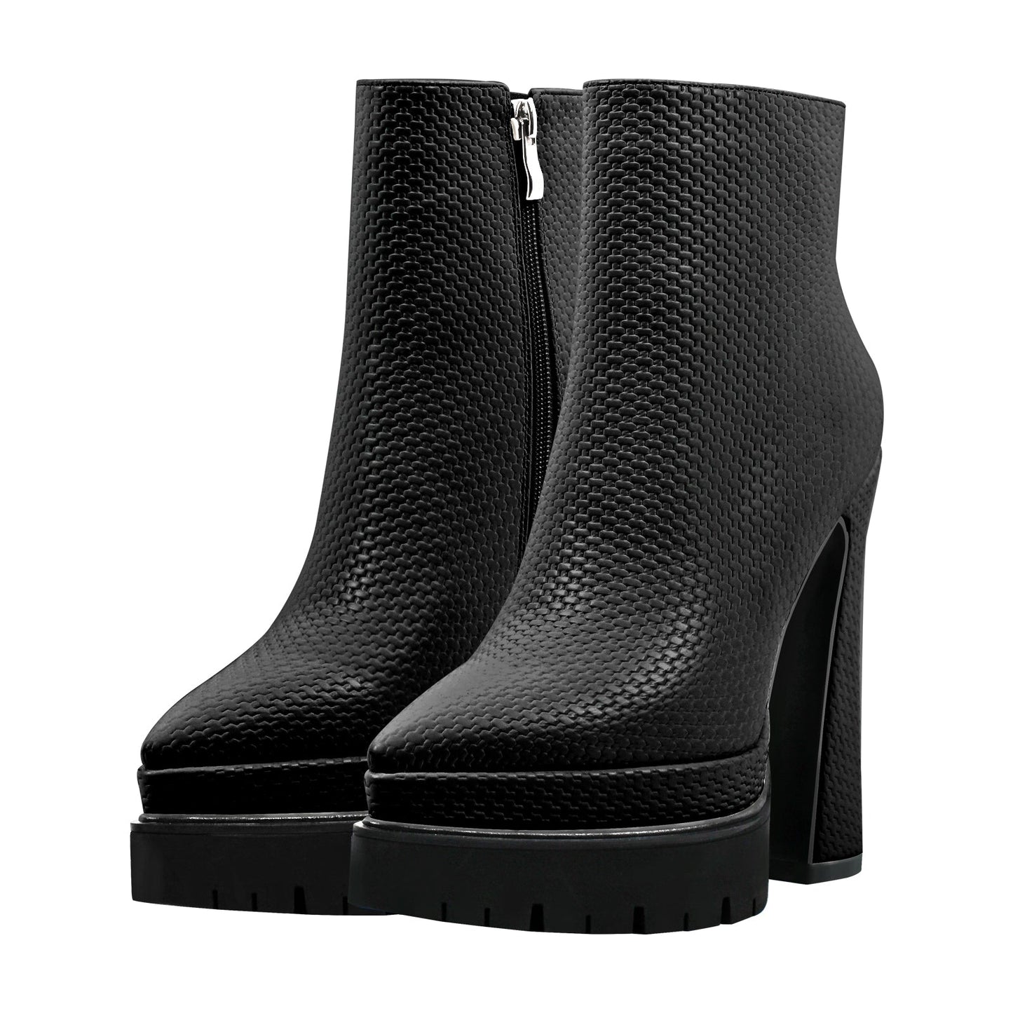Double Platform Pointed Toe Zipper Crossdressing Ankle Boots