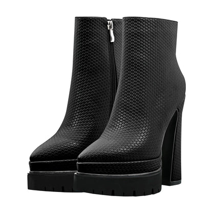 Double Platform Pointed Toe Zipper Crossdressing Ankle Boots