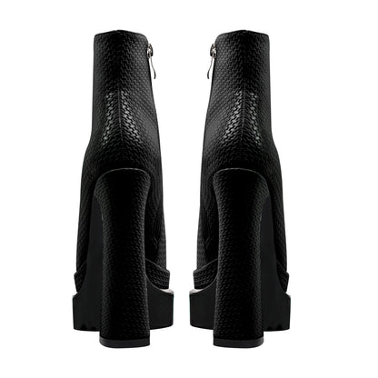 Double Platform Pointed Toe Zipper Crossdressing Ankle Boots