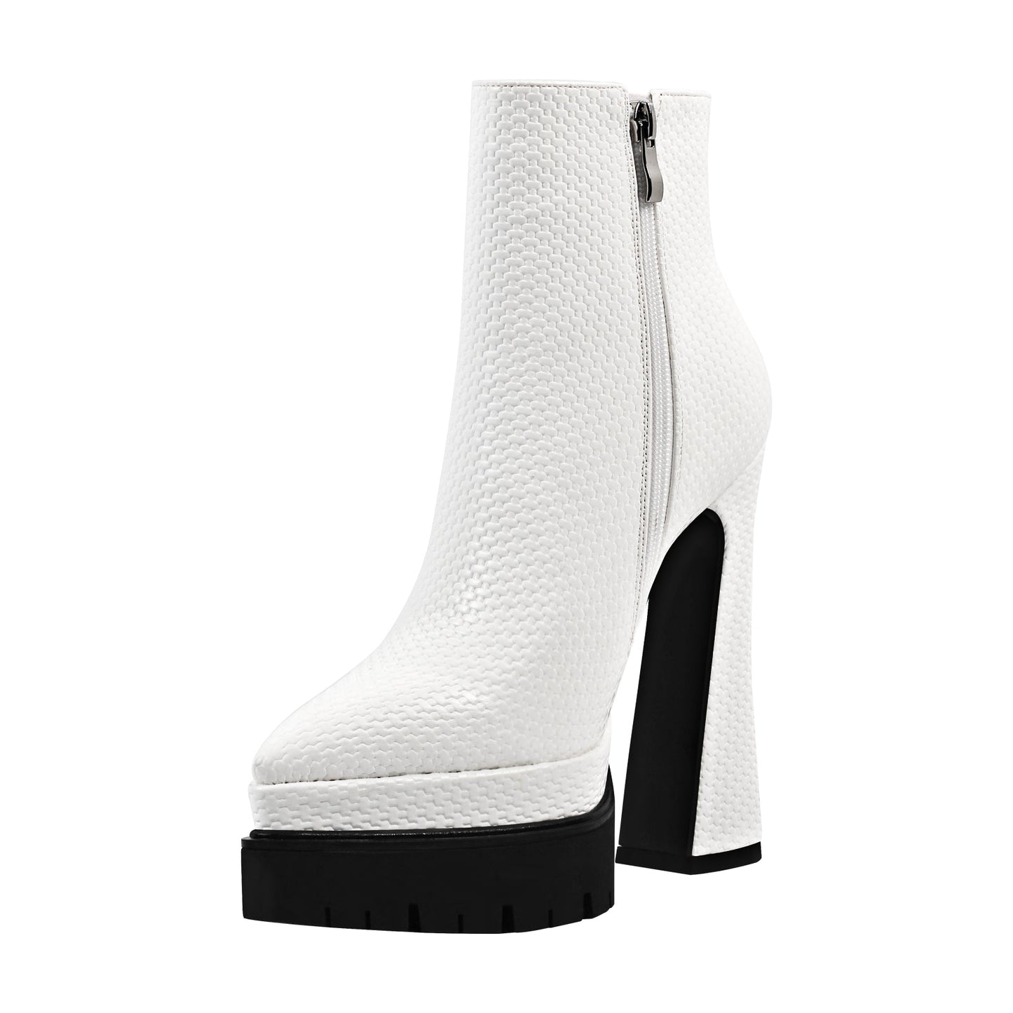 Double Platform Pointed Toe Zipper Crossdressing Ankle Boots
