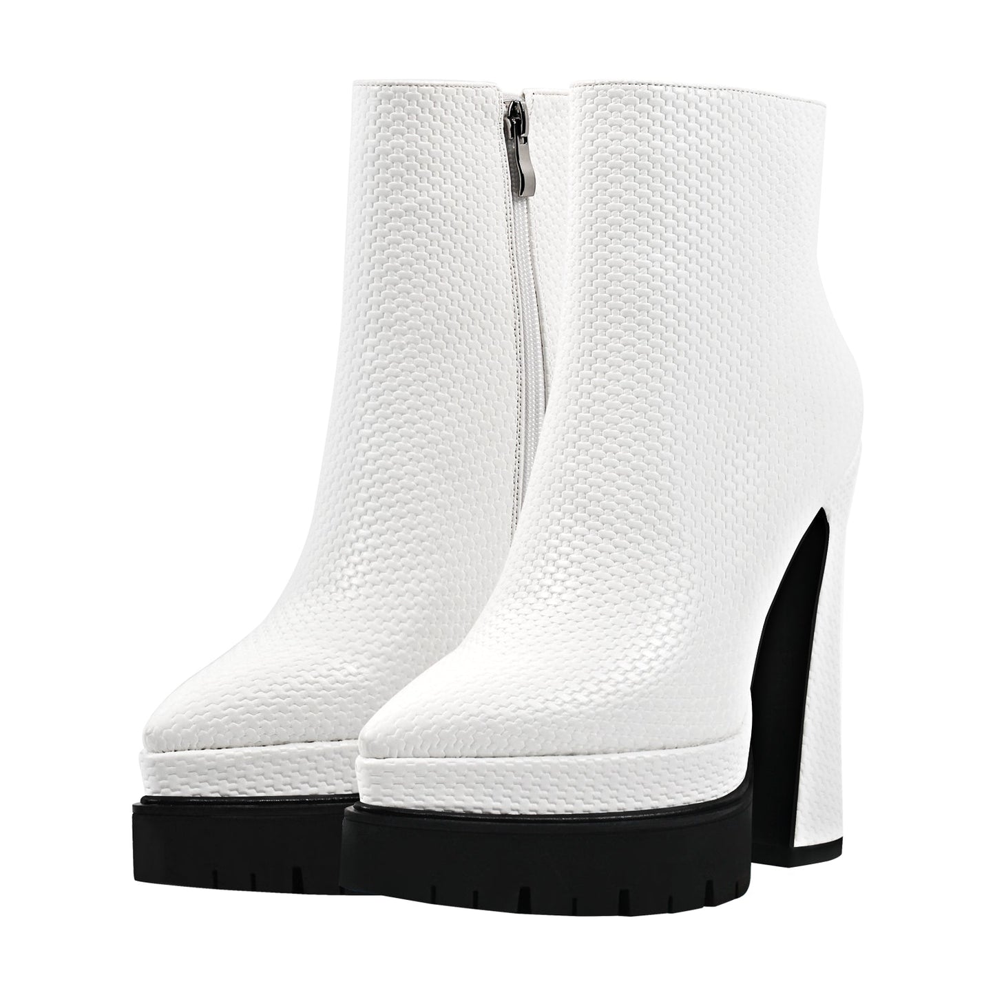 Double Platform Pointed Toe Zipper Crossdressing Ankle Boots