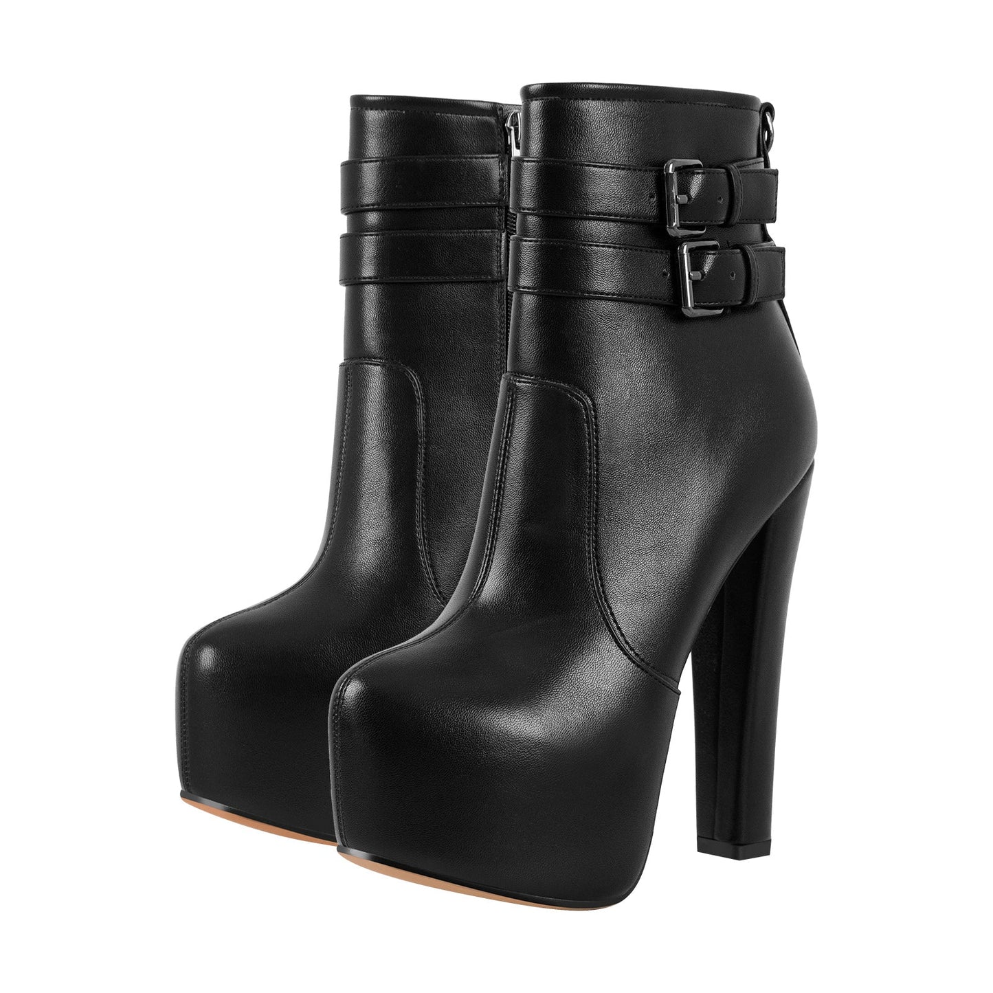 Platform Chunky High Heels Buckle Zip Crossdressing Ankle Boots