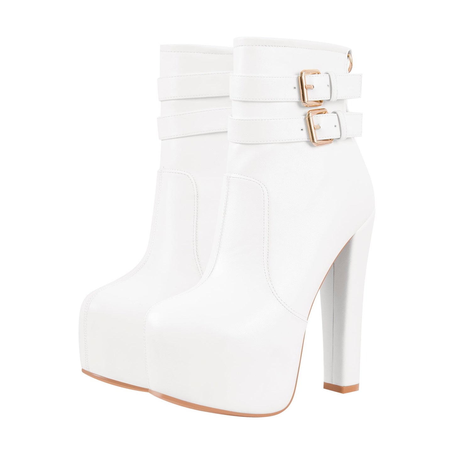 Platform Chunky High Heels Buckle Zip Crossdressing Ankle Boots